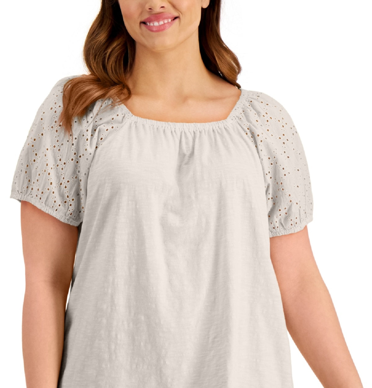 Style & Co Women's Cotton On Off Shoulder Top Beige Size 2X