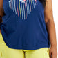 Style & Co Women's Cotton Palm Heart Printed Tank Blue Size 3X
