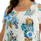 JM Collection Women's Plus Tropical Wilderness Top White Size 0X