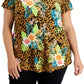 JM Collection Women's Tropical Wilderness Top Brown Size 0X