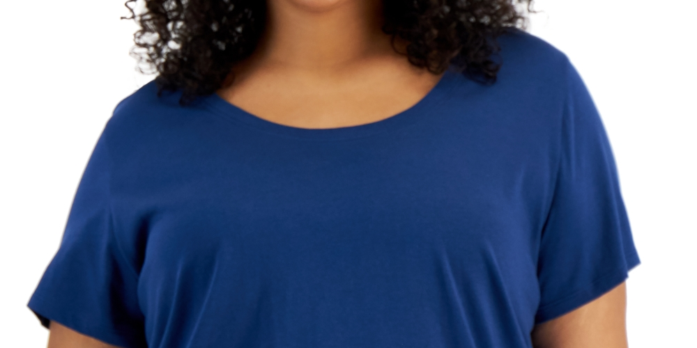 Style & Co Women's Plus Cotton Tee Blue Size 0X