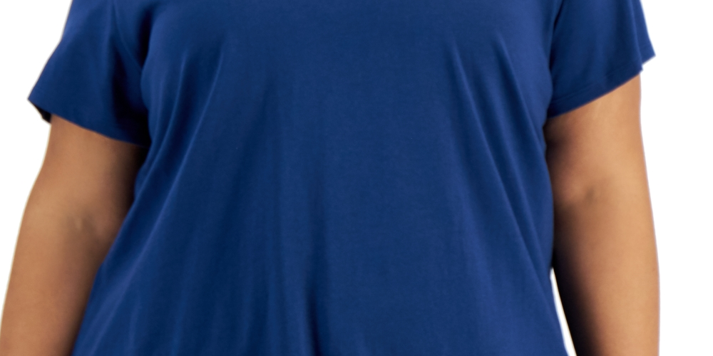 Style & Co Women's Plus Cotton Tee Blue Size 0X