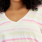 Style & Co Women's Plus Cotton Striped Tee Pink Size 0X