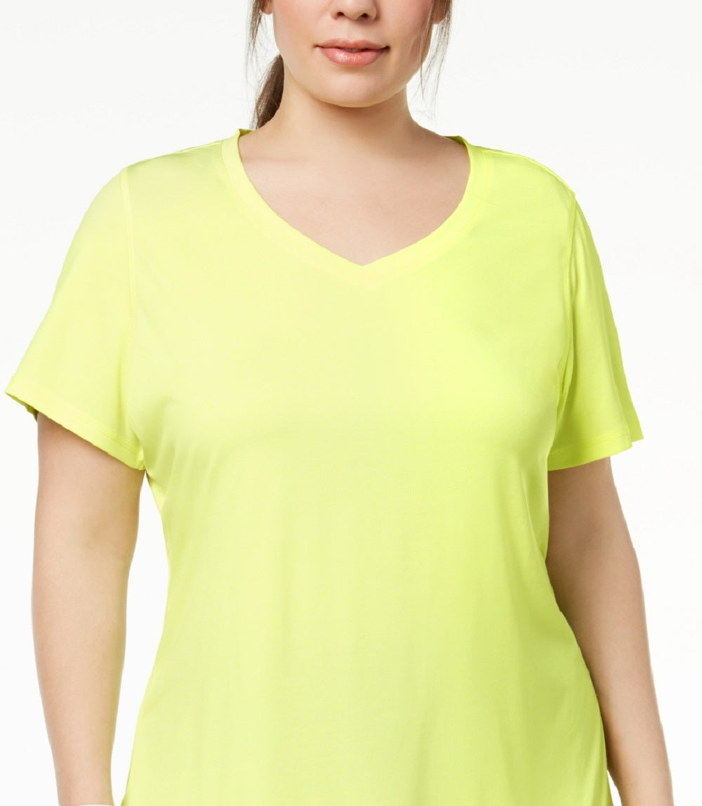 ID Ideology Women's Rapidry V Neck Performance T-Shirt Yellow Size 3X