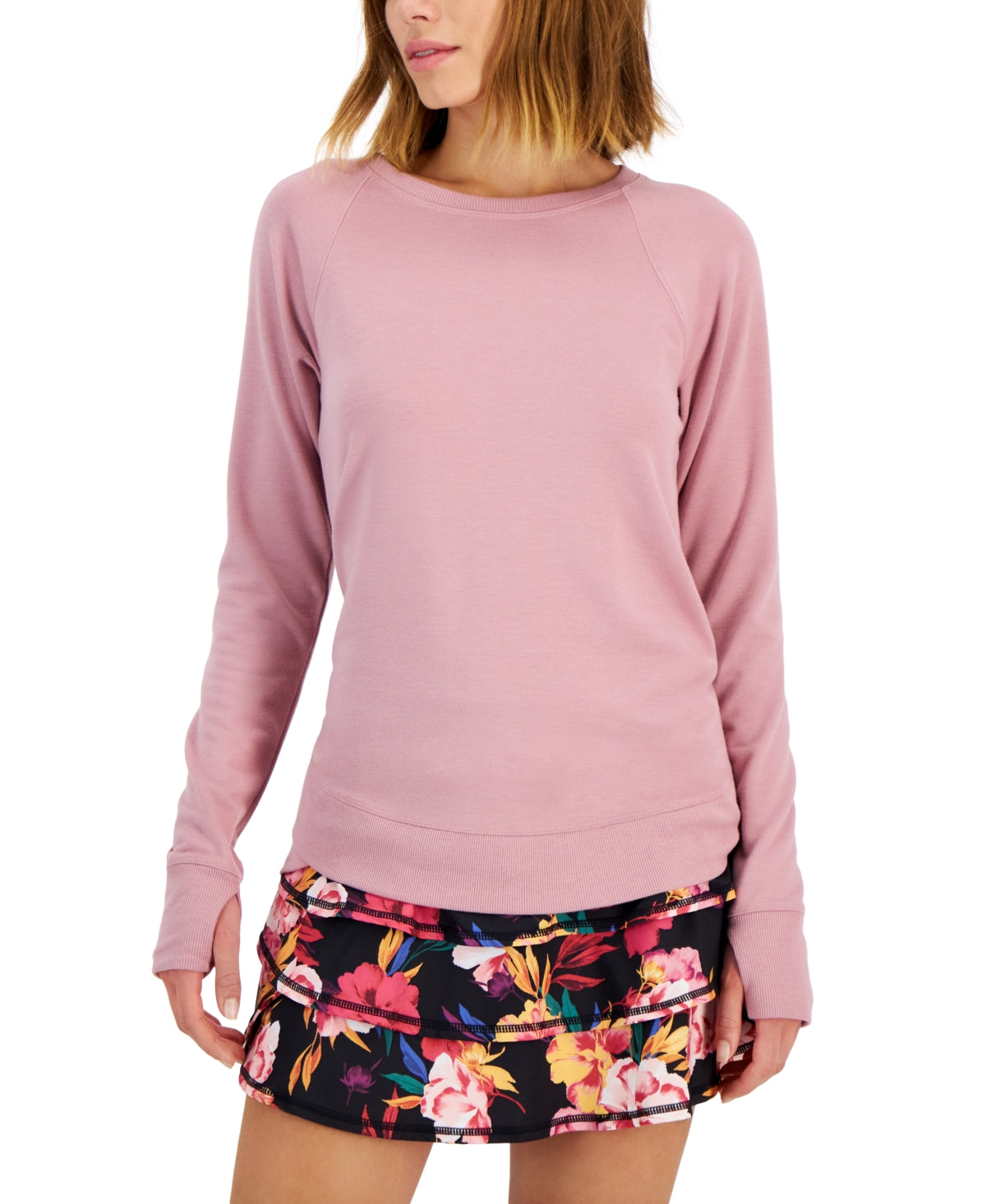 ID Ideology Women's Curved Hem Tunic Top Purple Size Large