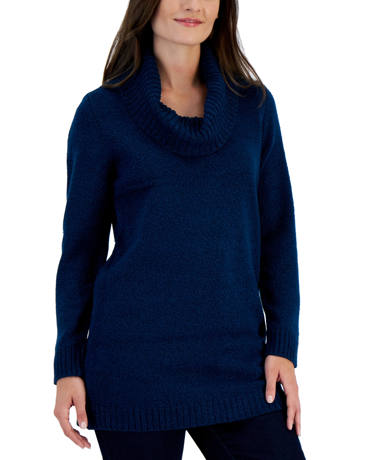 Karen Scott Women's Cowl Neck Tunic Sweater Blue Size Small