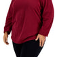 Karen Scott Women's V Neck Micro Fleece Top Red Size 3X