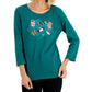 Karen Scott Women's Holiday Beach Top Green Size Large