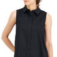 Alfani Women's Poplin Sleeveless Tunic Black Size Small