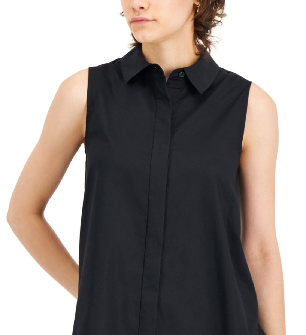 Alfani Women's Poplin Sleeveless Tunic Black Size Small