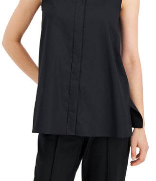 Alfani Women's Poplin Sleeveless Tunic Black Size Small