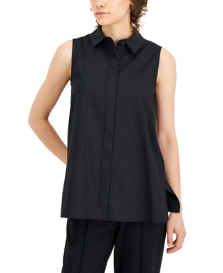 Alfani Women's Poplin Sleeveless Tunic Black Size Small