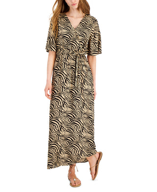 INC International Concepts Women's Zebra Maxi Dress Brown Size Medium