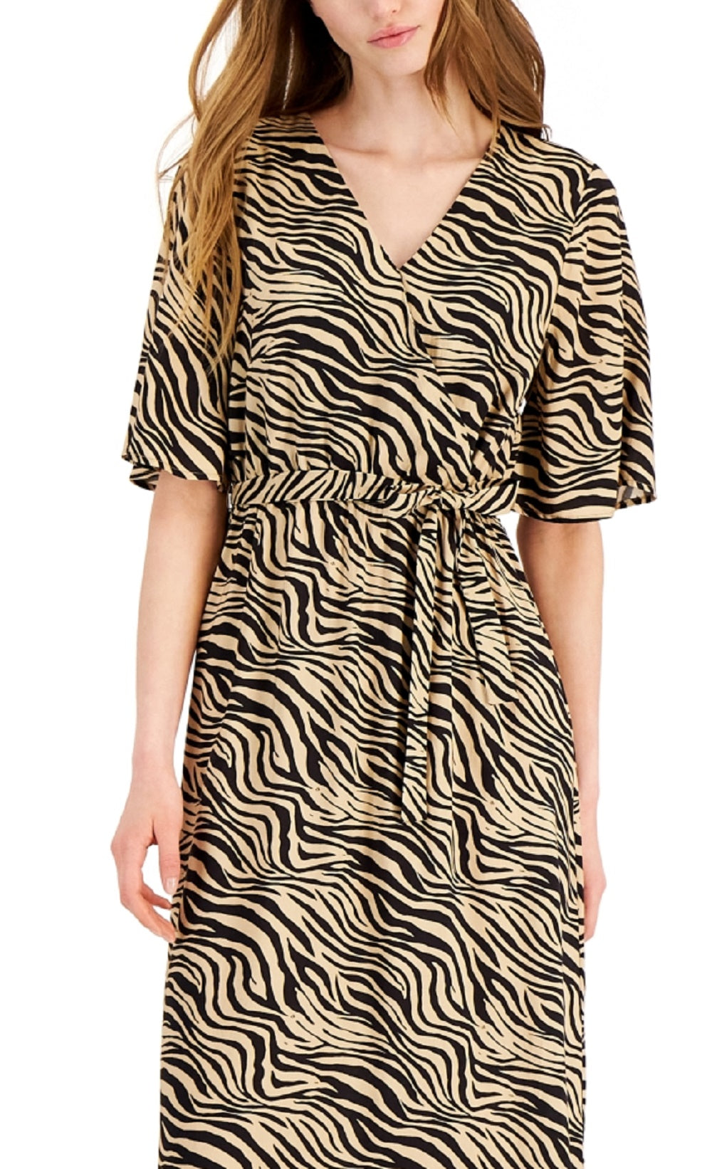 INC International Concepts Women's Zebra Maxi Dress Brown Size Medium