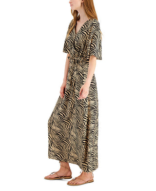 INC International Concepts Women's Zebra Maxi Dress Brown Size XX-Large