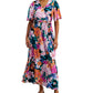INC International Concepts Women's Printed Surplice Maxi Dress Pink Size Petite S
