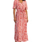 INC International Concepts Women's Printed Surplice Maxi Dress Orange Size Petite Small