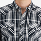 Sun + Stone Men's Remington Regular Fit Plaid Western Shirt Black