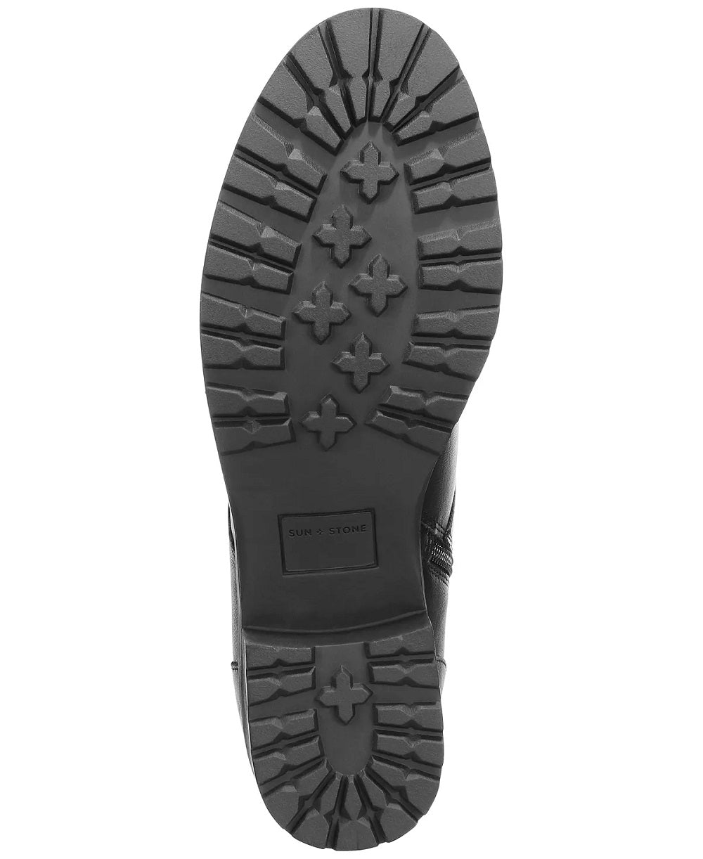 Sun + Stone Women's Frankiee Lace Up Lug Combat Booties Black Size 7 M