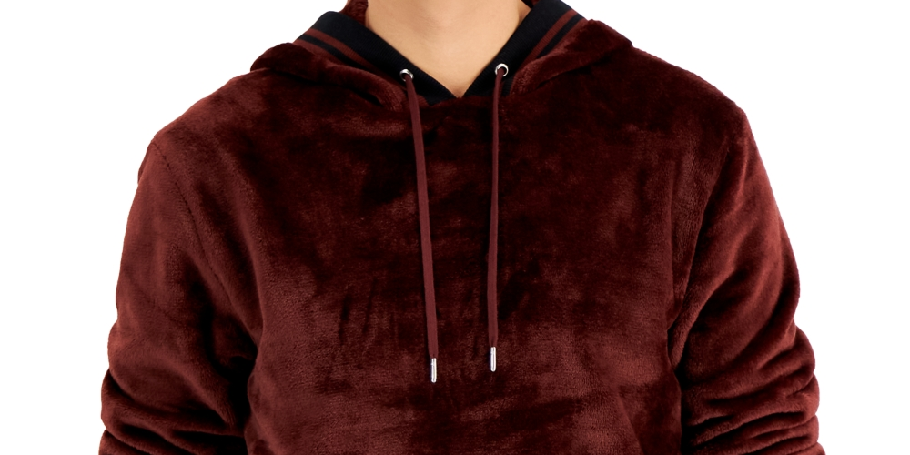 INC International Concepts Men's Regular Fit Ribbed Velour Hoodie Red Size Medium
