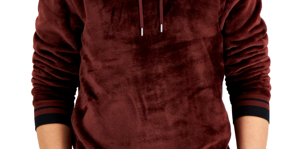 INC International Concepts Men's Regular Fit Ribbed Velour Hoodie Red Size Medium