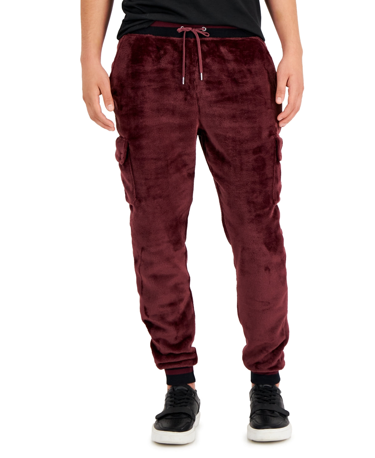 INC International Concepts Men's Regular Fit Ribbed Velour Cargo Joggers Red Size X-Large