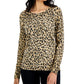 JM Collection Women's Animal Print Sweater Brown Size Petite X-Large