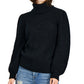 INC International Concepts Women's Metallic Flecked Turtleneck Sweater Black Size Medium