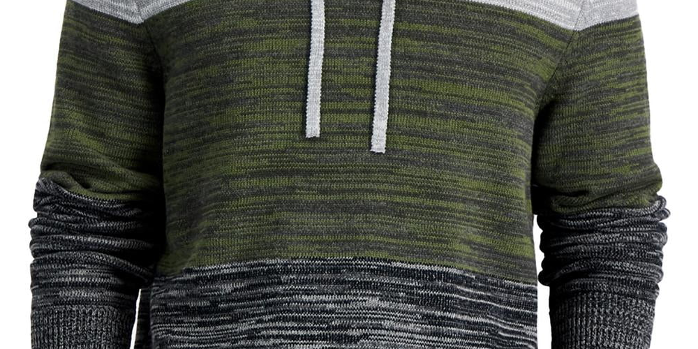 Sun + Stone Men's Colorblocked Hooded Sweater Gray Size X-Large