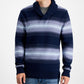 Sun + Stone Men's Deacon Horizontal Striped Shawl Sweater Blue Size Medium