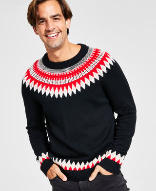 Charter Club Men's Fair Isle Mock Neck Holiday Sweater Black Size Small