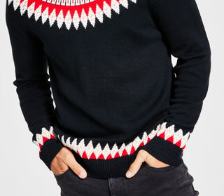 Charter Club Men's Fair Isle Mock Neck Holiday Sweater Black Size Small