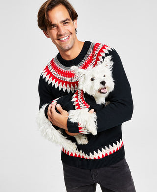 Charter Club Men's Fair Isle Mock Neck Holiday Sweater Black Size Medium