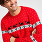 Charter Club Men's Walking Scottie Holiday Sweater Red Size Large