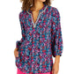Charter Club Women's Garden Print Linen Tunic Blue Size X-Large
