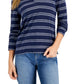 Charter Club Women's Split Neck Collared Top Blue Size Large