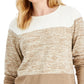 Karen Scott Women's Cotton Colorblocked Sweater Brown Size Medium