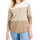 Karen Scott Women's Cotton Colorblocked Sweater Brown Size Medium