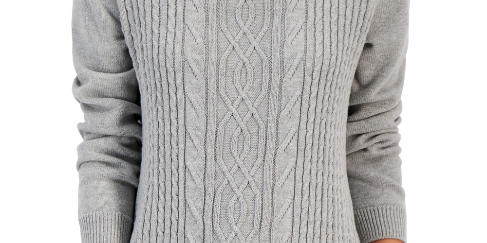 Karen Scott Women's Cable Knit Sweater Gray Size Medium