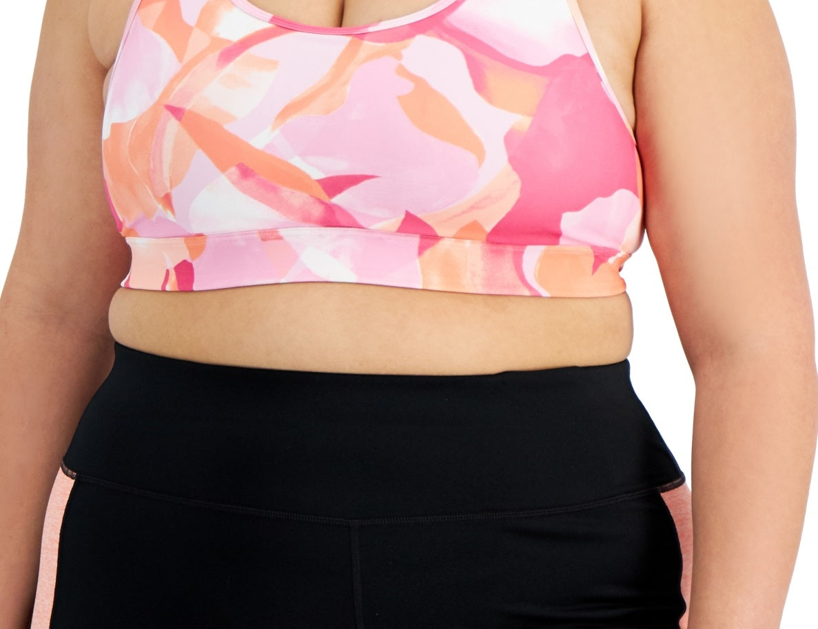 ID Ideology Women's Medium Impact Sports Bra Pink Size 1X