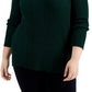 Alfani Women's Ribbed Shine V Neck Sweater Green Size 1X