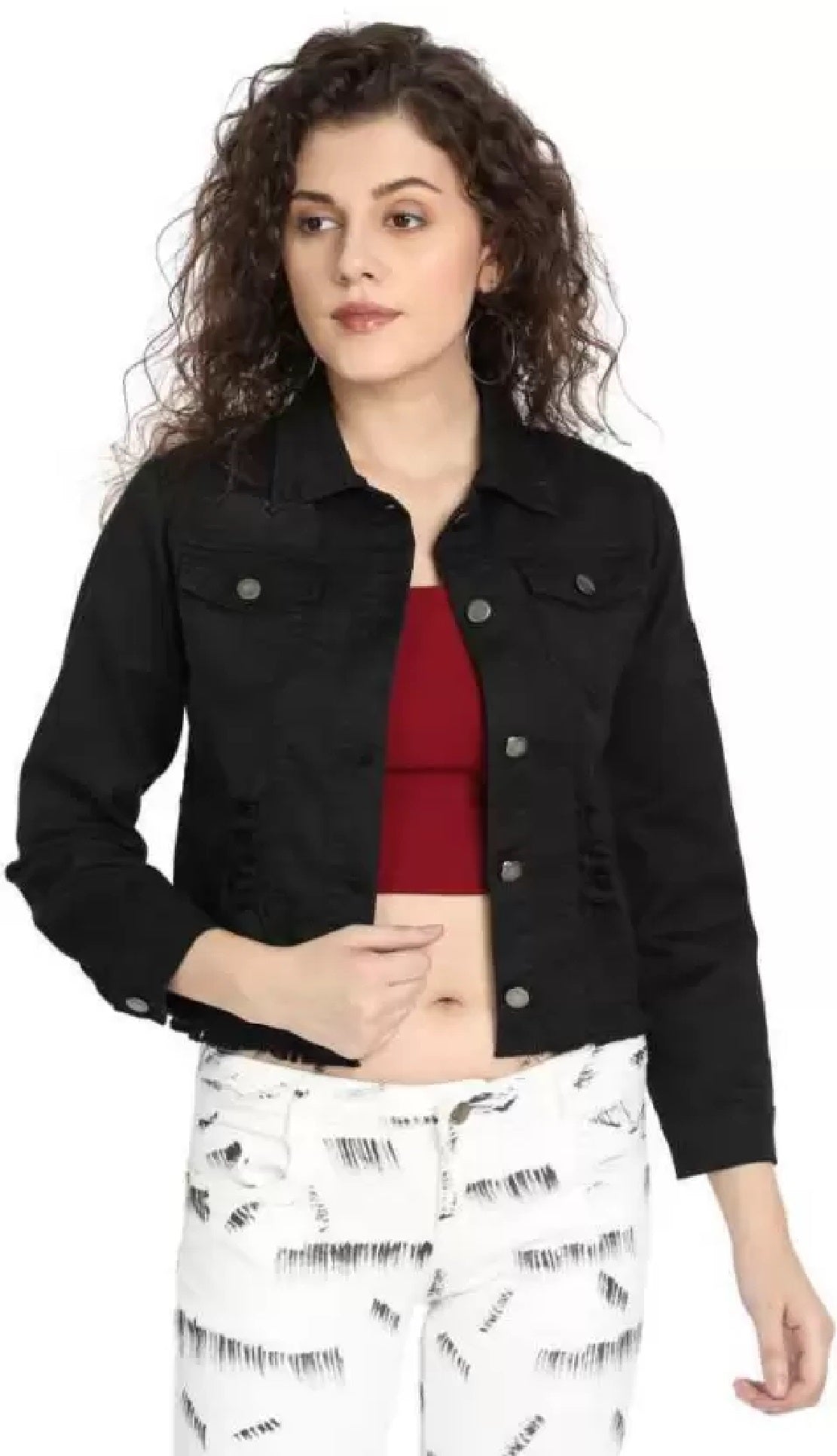Style & Co Women's Classic Denim Jacket Black Size Large