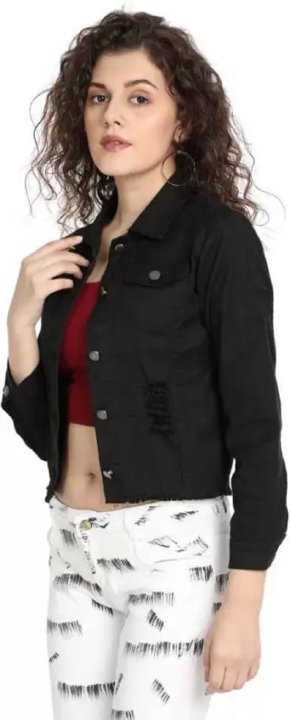 Style & Co Women's Classic Denim Jacket Black Size Large