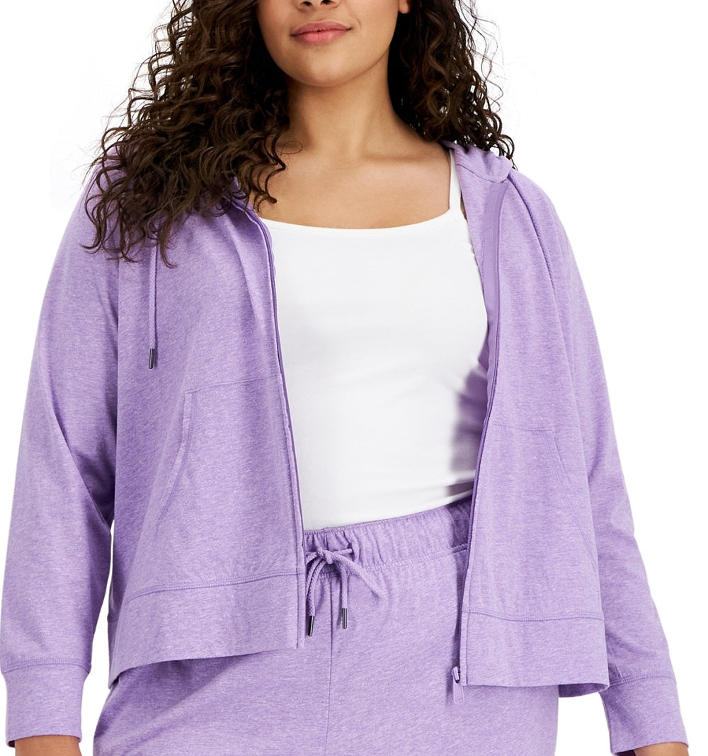 ID Ideology Women's Plus Size Full-Zip Hooded Jacket Purple Size 1X