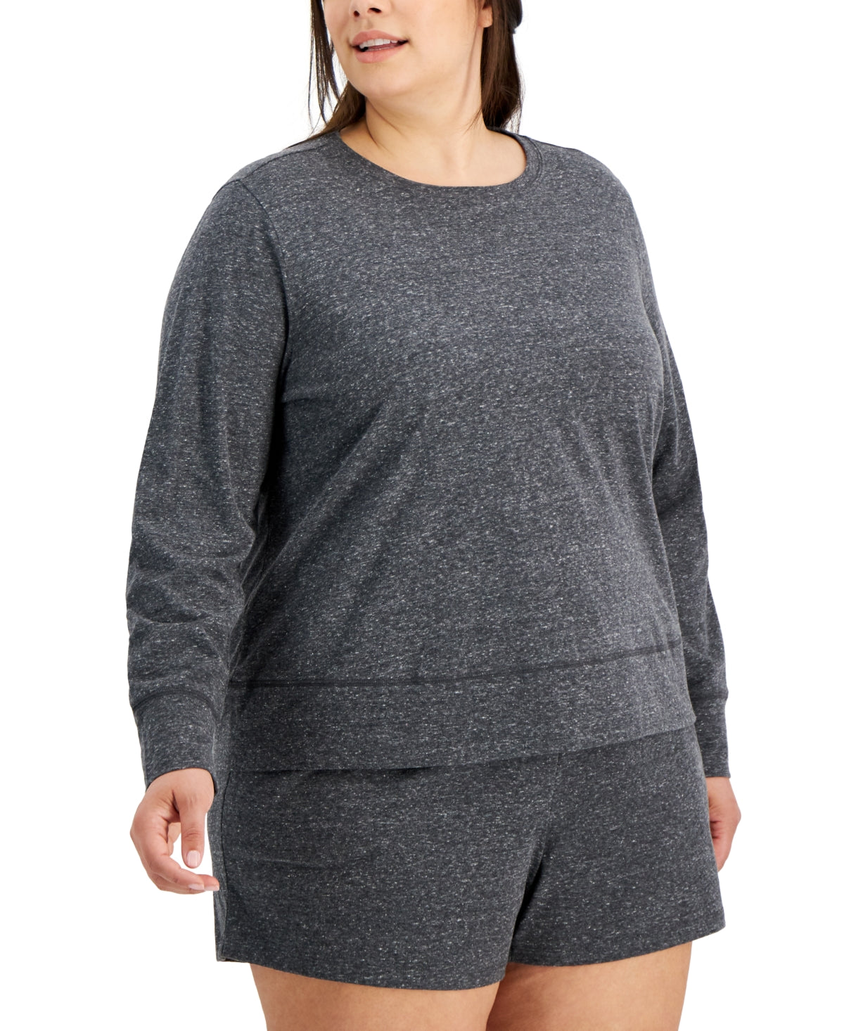 ID Ideology Women's Retro Recycled Long Sleeve Top Gray Size 1X