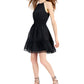 INC International Concepts Women's Clip Dot Tiered Halter Mini Dress Black Size Medium