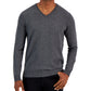 Alfani Men's Solid V Neck Cotton Sweater Gray Size Medium