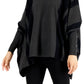 Alfani Women's Striped Turtleneck Poncho Sweater Gray Size Small