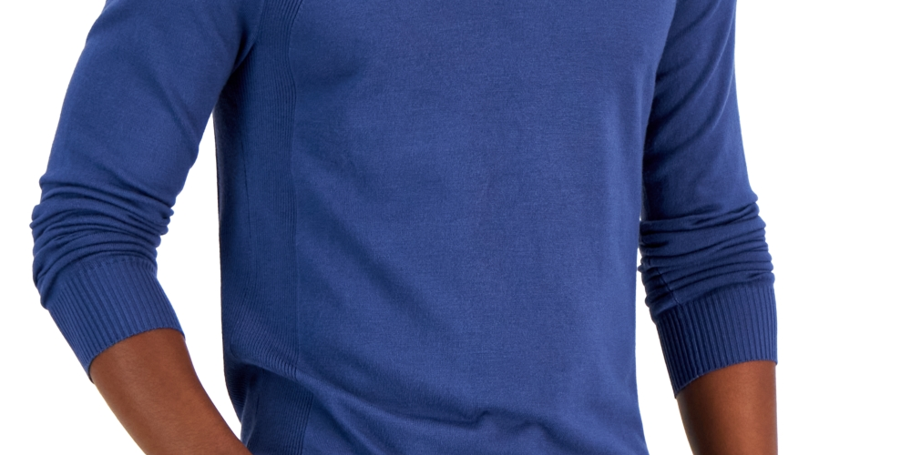 Alfani Men's Ribbed Trim Pullover Crewneck Sweater Blue Size X-Large