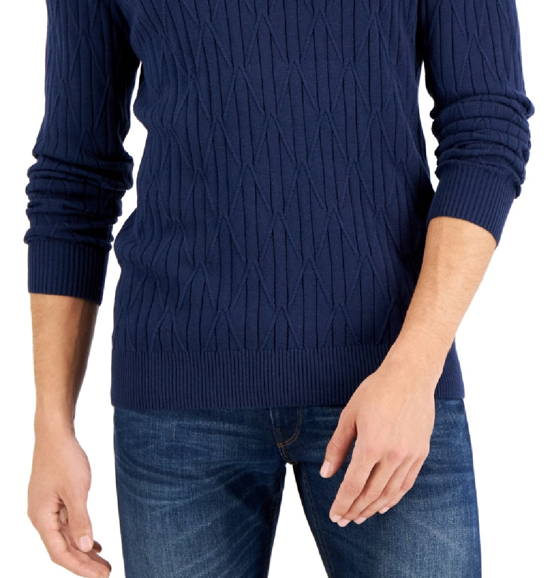 Alfani Men's Cable Sweater Blue Size X-Large